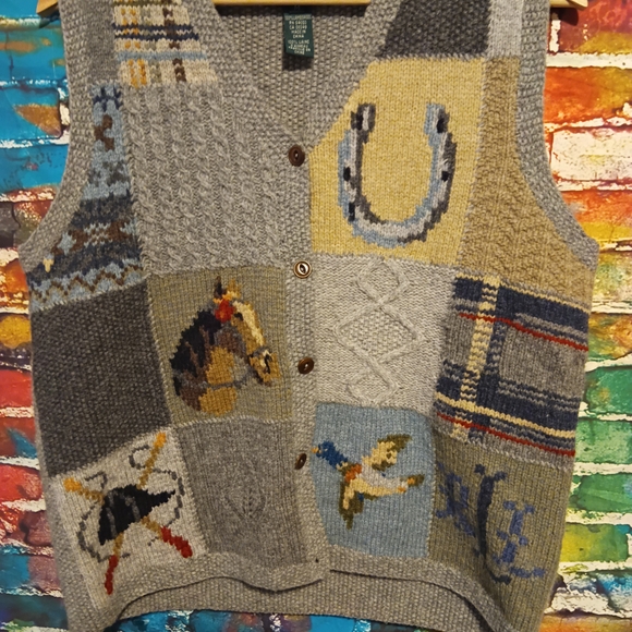 Lauren Ralph Lauren Multicolor Patchwork Knit Vest - Picture 2 of 6